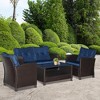 Resenkos 4-Piece Patio Furniture Set, Outdoor Sectional Furniture, PE Rattan, Blue - 3 of 4