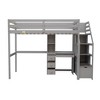 NicBex Twin over Twin Bunk Bed with Desk Pine Bed Frame with 2 Shelves, 4 Drawers, Storage Stairs and Guardrail, No Box Spring Required, Gray - 3 of 4