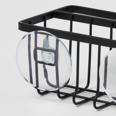 Small Steel Suction Sink Caddy with Rag Holder Black - Brightroom&#8482;