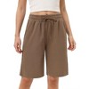 Women's Bermuda Shorts with Zipper Pockets Casual Summer Drawstring Jersey Shorts Elastic Waist Comfy Waffle Shorts - 2 of 4