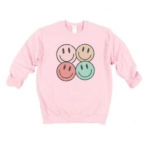 Simply Sage Market Women's Graphic Sweatshirt Smiley Face Grunge - 1 of 3