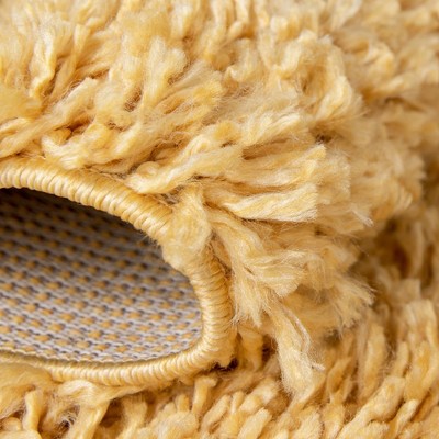 Sun Yellow Rectangular Shag Indoor Synthetic Rug