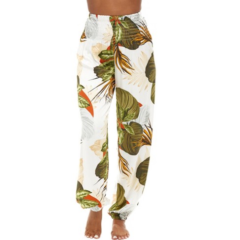 Adr Women's Lightweight Pajama Pants With Wide Elastic Waist, Boho Style  Joggers Tropical Floral Large : Target