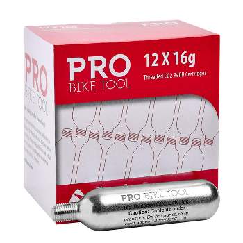 PRO BIKE TOOL 16g Threaded CO2 Cartridges for Bike Tire Inflators, 12-packs