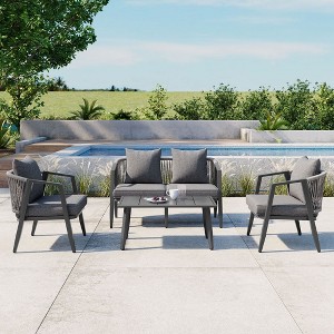 CAVINAS Patio Table and Chairs Set, Comfortable Outdoor Patio Set, Modern All-Weather Porch Furniture Sets for Garden - 1 of 4