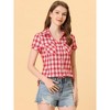 INSPIRE CHIC Women's Classic Short Sleeve Button Down Plaid Shirt - 2 of 4