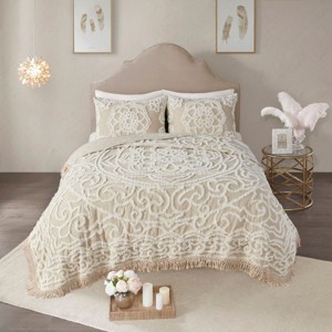 PAGED Twin/Twin XL Coverlet Set Medallion Fringe 2 Piece Bedding Set, Bed in a Bag with 1 Coverlet and 1 Standard Sham for Bedroom - 1 of 4