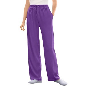 Woman Within Women's Plus Size Tall Sport Knit Straight Leg Pant - 1 of 4