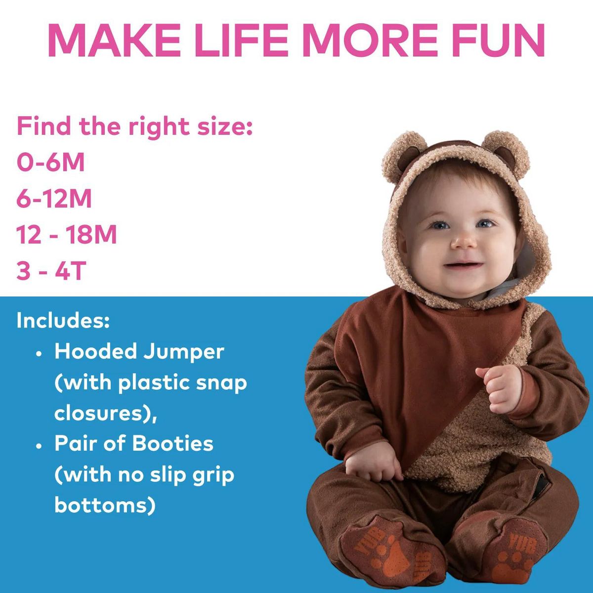 Baby Star Wars™ Ewok™ Hooded Polyester Jumper Costume - thumbnail 5