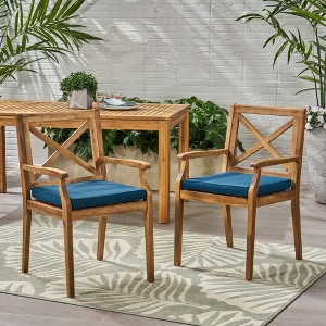 PAGED Patio Dining Chairs,Classic Outdoor Dining Chairs with Comfortable Cushions,21.2 inch Patio Armchair Suitable for Patio,Garden,2PC - 1 of 4