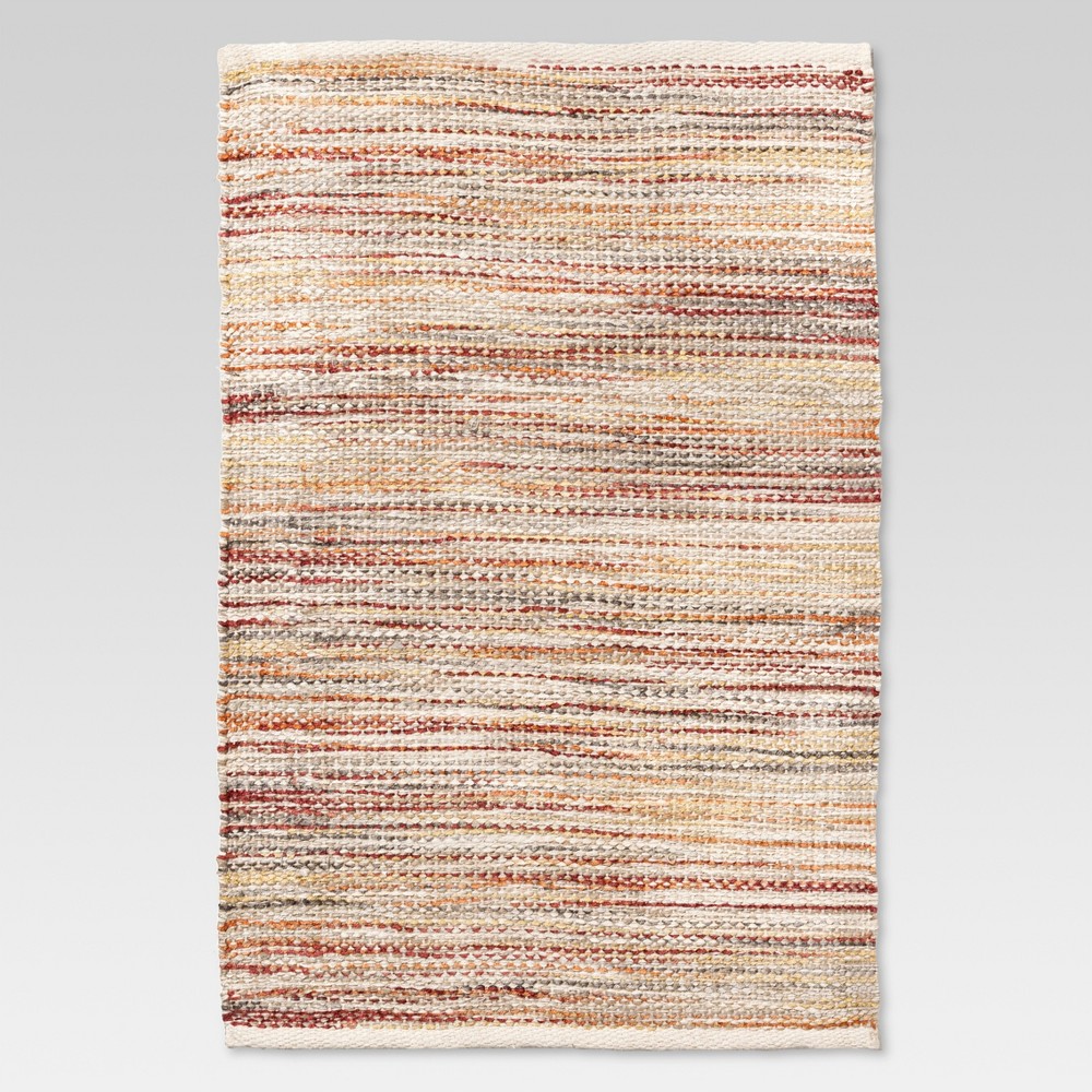 2'x3' Woven Accent Rug Natural - Threshold™: Handmade Rectangle, Multi-Stripe, Jute & Cotton, Indoor Use