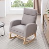 Lyngins Nursery Rocking Chair with High Backrest,Upholstered Glider Rocking Chair with Wood Legs,Teddy Accent Chair for Bedroom,Living Room - 2 of 4