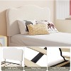 Full Size UKids Upholstered Bed Frame - Velvet Scallop Headboard, Sturdy Platform Design, No Box Spring Needed, Quiet Wood Slats, Beige - 3 of 4