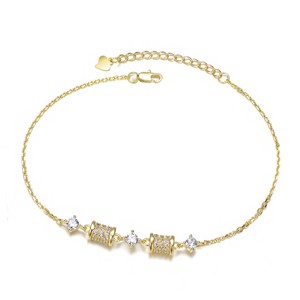 Guili 14K Gold Plated Charm Necklace with Clear Cubic Zirconia and Textured Beads Offers a Sparkling, Detailed Look for Elegant Daily Styling - 1 of 3