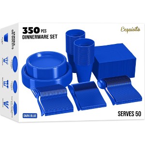 Crown Display 350 Piece Color Disposable Plastic Dinnerware party set- Serves 50 - 1 of 4