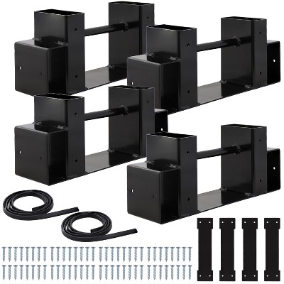 Sunnydaze Outdoor Adjustable Steel Log Rack Brackets with Accessory Kit - Black