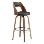 26" Axel Swivel Counter Height Barstool with Faux Leather Walnut Finish Frame - Armen Living