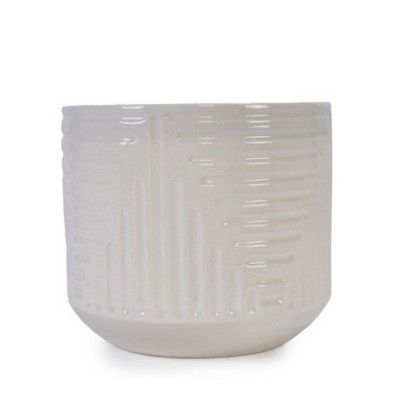 Syemin Planters Modern Ceramic Flowerpot, Indoor and Outdoor Planter with Drainage Holes for Patio, Garden, White, 16.15"*16.15"*14.38"