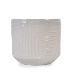 Syemin Planters Modern Ceramic Flowerpot, Indoor and Outdoor Planter with Drainage Holes for Patio, Garden, White, 16.15"*16.15"*14.38" - 1 of 4