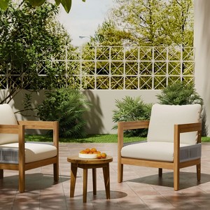 Christopher Knight Home Theron 2 Piece Outdoor Rustic Slat Design Acacia Wood Seating Set - 1 of 4