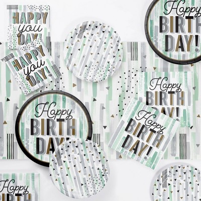 Creative Converting Minted Milestone Chocolate Chip Mint Birthday Tableware Set 8ct