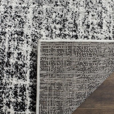 Chic Silver and Black Synthetic 30" Easy-Care Runner Rug