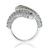 Guili Sterling Silver Rhodium-Plated Bypass Ring with Sapphire Cubic Zirconia for a Timeless, Elegant Sparkle. Green or Blue, Sizes 6-8. - 2 of 3