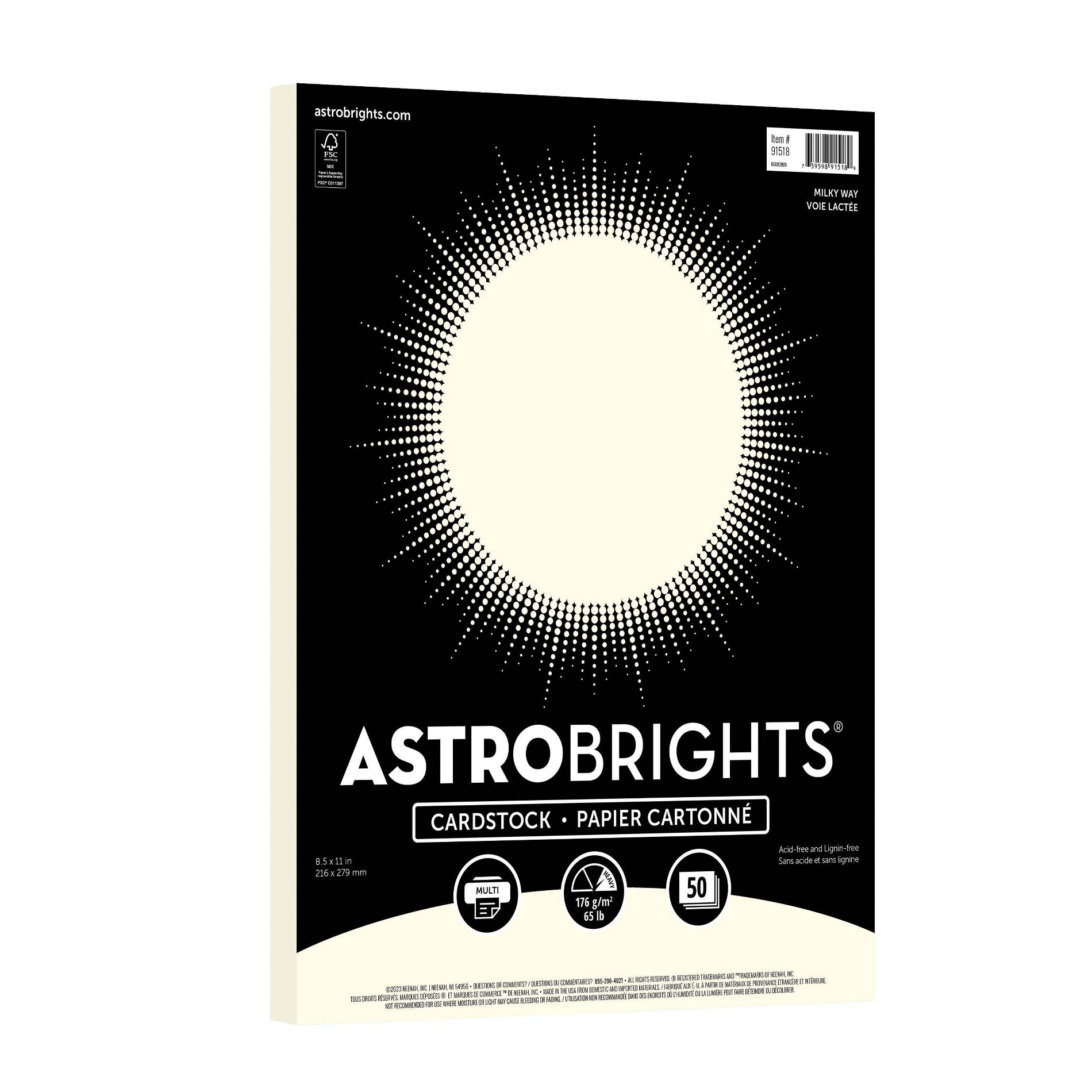 Astrobrights Cream Cardstock: 8.5x11 Inch Uncoated Off-White Paper, 50 Sheets, Heavy Duty for Art & Stationery