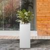 Rosemead Home & Garden Square Concrete Outdoor Planter Pot Chalk White 9"x9"x20" - 2 of 3