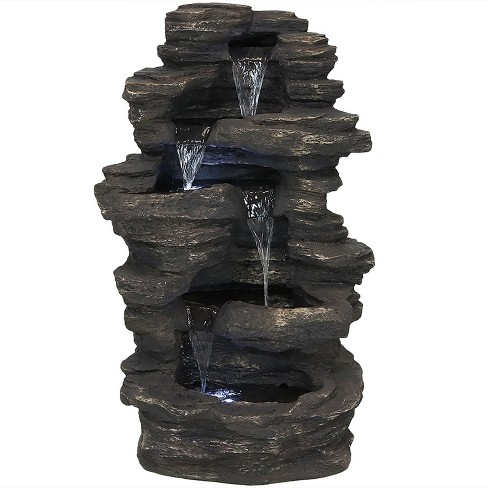 Sunnydaze 39"H Electric Polystone Rock Falls Waterfall Outdoor Water Fountain with LED Lights - image 1 of 4