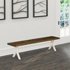 East West Furniture,Dining Bench Wire brushed Linen White & Distressed Jacobean - 2 of 4
