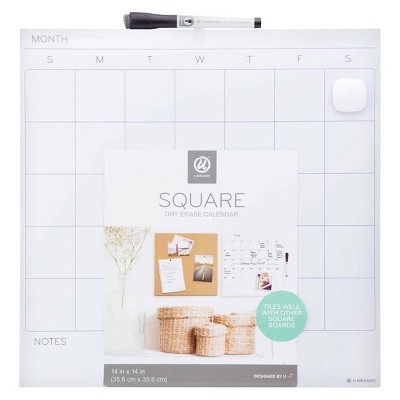 U Brands 14&#34; Square Dry Erase Calendar Board