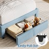 Twin Bed Frame with Drawer, Velvet Upholstered Platform BedFrame with Storage Headboard for Kids, No Box Spring Needed, Easy Assembly - 4 of 4