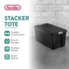 Sterilite Plastic Stacker Tote, Heavy Duty Lidded Storage Bin Container for Stackable Garage and Basement Organization, Black - 3 of 4