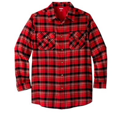 Kingsize Men's Big & Tall Plaid Flannel Shirt - 6xl, True Red Plaid ...