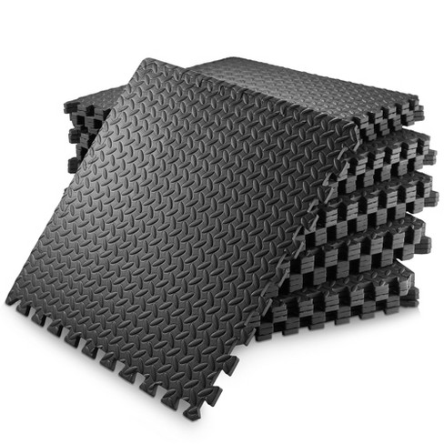 Basics Interlocking Foam Floor Mat Tiles for Home Gym Exercise, 24.7  x 24.7 x .5 Inches, Black - Pack of 6