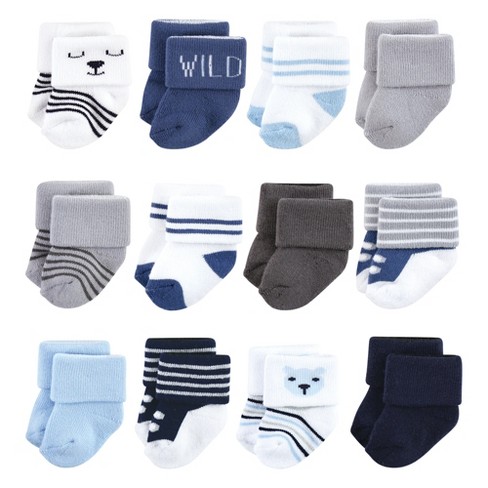 Hudson Baby Infant Boy Cotton Rich Newborn And Terry Socks, Bear Boy ...