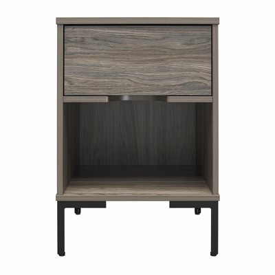 ChicFurnit Nightstands Modern End table Nightstand Side Table Bedside Table with Open Shelf and Drawer Storage for Bedroom, Brown, 17.7"*17.7"*26"