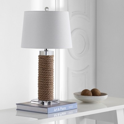 Boyd 26.5-Inch Brown Rope Table Lamp Set with White Shades