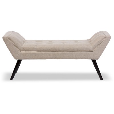 Tamblin Retro Beige Linen Tufted Mid-Century 50" Bench