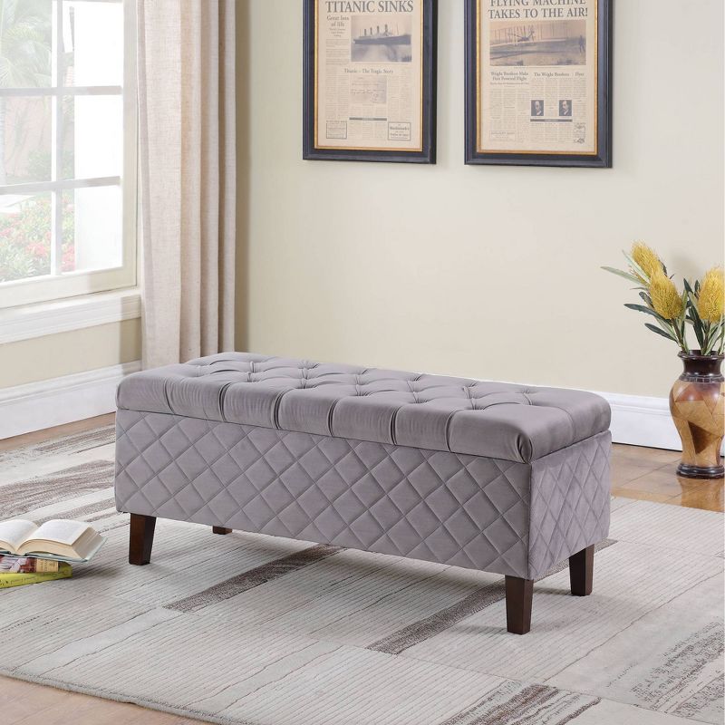 Quilted Tufted Storage Ottoman Gray - Ore International, 4 of 6