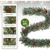 Pre-Lit Frosted Christmas Wreath Set of 6, Christmas Decoration with Pine Cones, Holly Berries - 3 of 4
