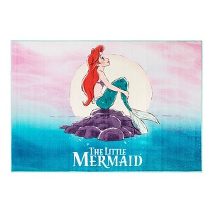 54"x78" Little Mermaid Area Kids' Rug: Disney Princess Carpet, Kids Bedroom, Ariel, Multicolor, Indoor, Flat Pile - 1 of 4