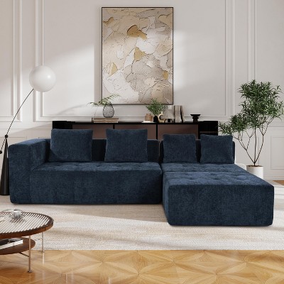 110"W Modern Large Modular Sofa, 3-Piece Set with Free Combination, Includes 4 Pillows, Ideal for Living Room, Bedroom, Apartment-ModernLuxe
