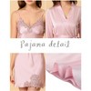 cheibear Women's Satin Silky Lounge Nightdress with Robe 2 Pcs Sleepwear Pajama Sets - 4 of 4