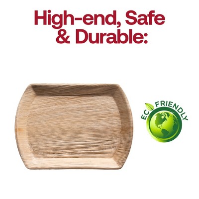 13" x 9" Rectangular Natural Palm Leaf Eco-Friendly Disposable Trays