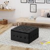 NicBex Modern 31" Square Ottoman Velvet Footstools with Button Tufted for Bedroom and Living Room, Black - 2 of 4