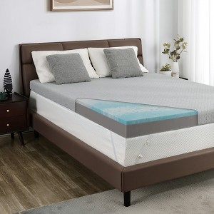 Vipbear Firm Mattress Topper Queen 3 Inch, Firm to Extra Firm Reversible Bed Topper, High-Density Memory Foam Mattress Pad with Removable Cover - 1 of 4