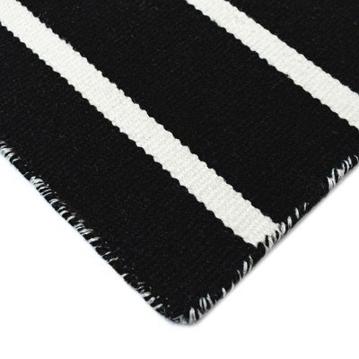 Sleek Serenity Black Stripe 5' x 7' Reversible Synthetic Rug
