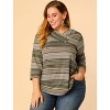 Agnes Orinda Women's Plus Size Comfy Knit 3/4 Sleeve V Neck Stripe Boho Casual Blouse - 2 of 4